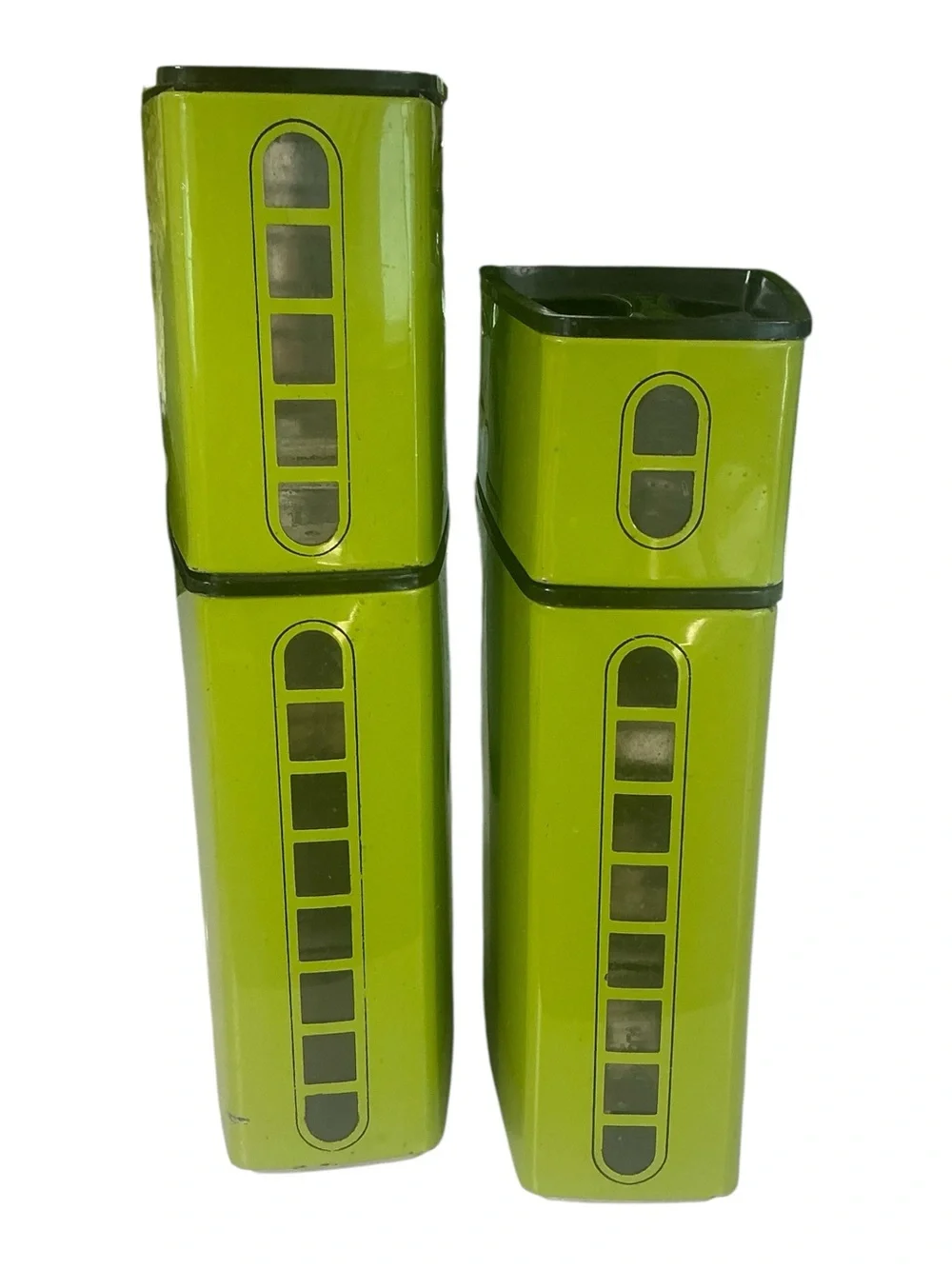 Vintage 1960s avocado green Lincoln Beautyware Cannister Set of 4 USA